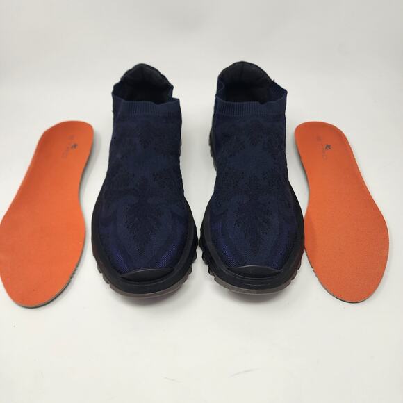 ETRO Knit Sneakers Men 10 Blue Jacquard Pattern, Sock Style Low Top Made Italy - Picture 10 of 13